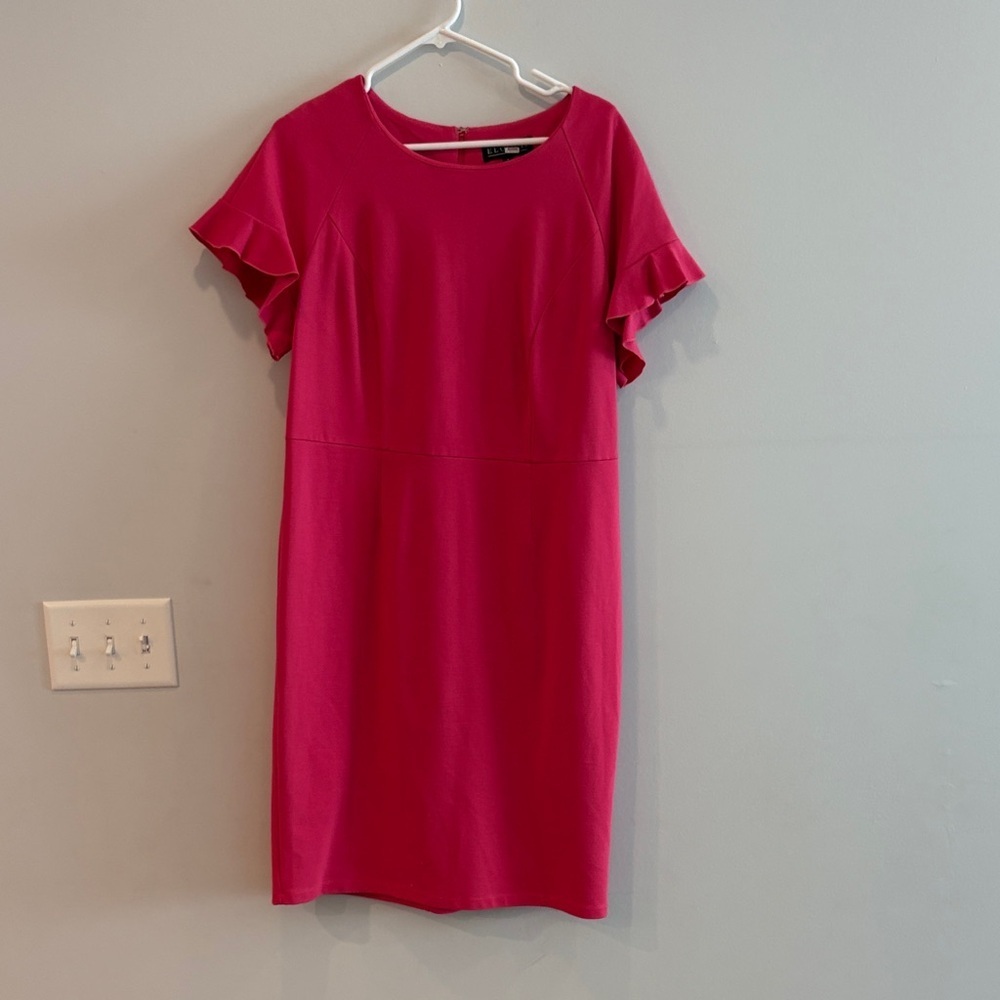 NWOT Eloquii Fuchsia Ruffle Sleeve Mini Dress